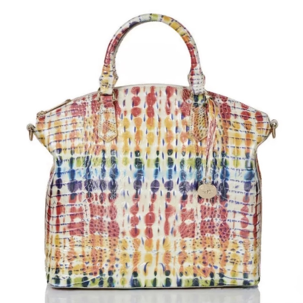 Brahmin Multicolor Embossed Leather Satchel - Rainbow Pattern
